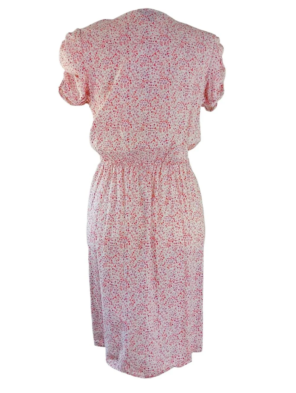 BANANA REPUBLIC Pink Floral Sundress Cotton Puff Sleeve Print Cottagecore Size M - Picture 4 of 12